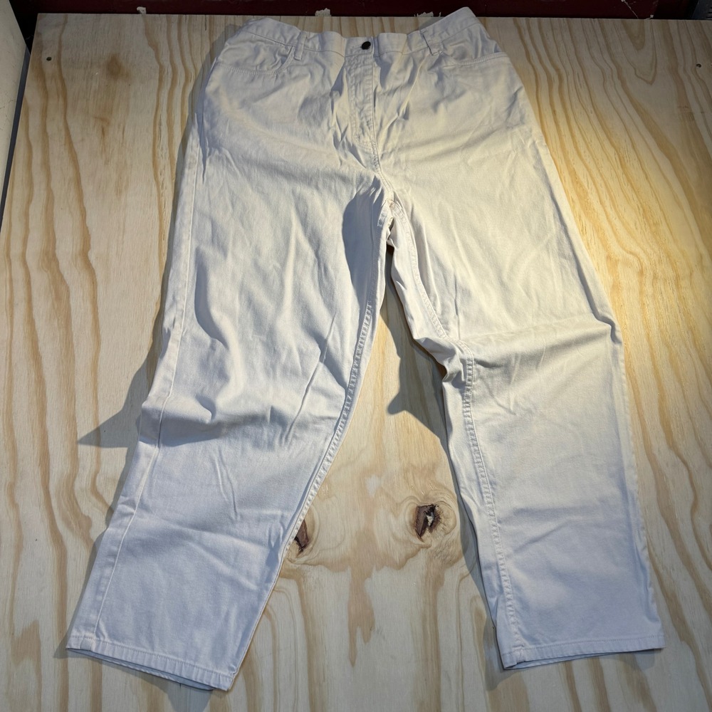Blair Women's Comfort Waist Beige Denim Cotton Pants Casual Trousers Size 16W